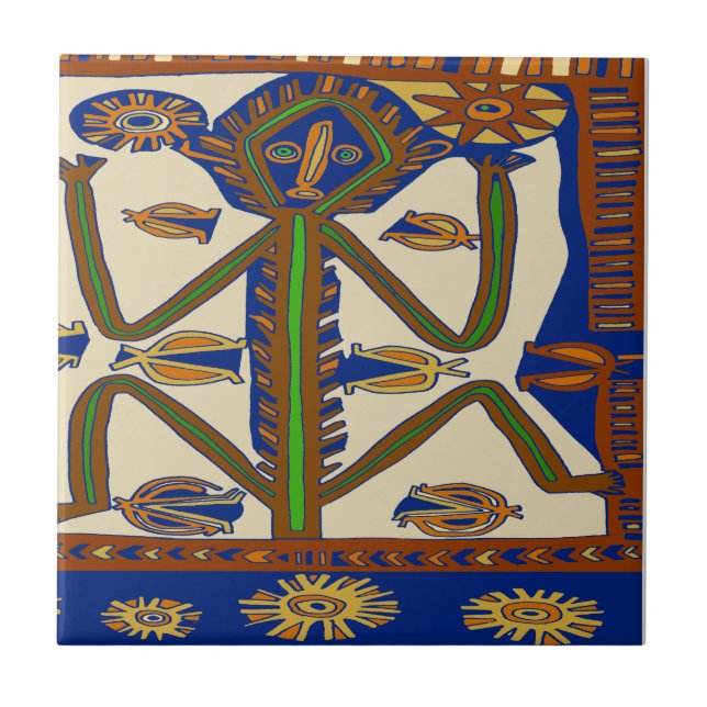 South Seas Samoa Man Ceramic Tile (Front)