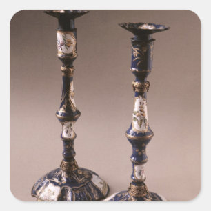 South Staffordshire pair of candlesticks, c.1765 Square Sticker