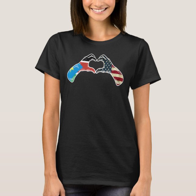 South Sudan American USA Flag  USA South Sudanese  T-Shirt (Front)