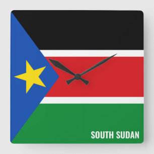 South Sudan Flag Dazzling Patriotic Square Wall Clock