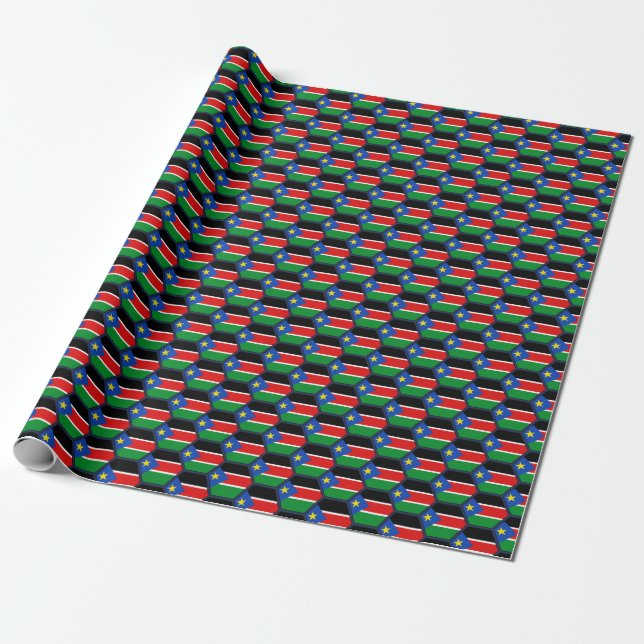 South Sudan Flag Honeycomb Wrapping Paper (Unrolled)