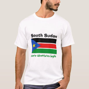 South Sudan Flag + Map + Text T-Shirt