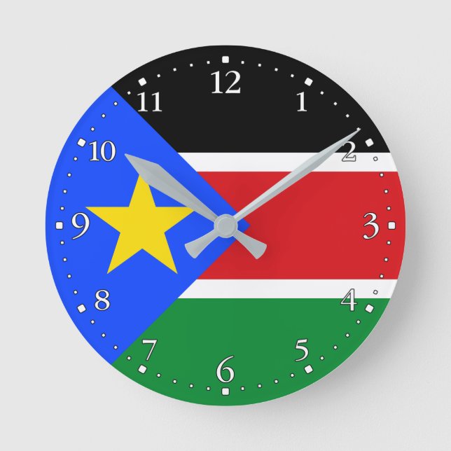 South Sudan Flag Round Clock (Front)