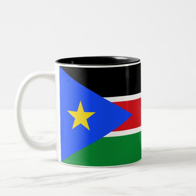 South Sudan Flag Two-Tone Coffee Mug (Left)