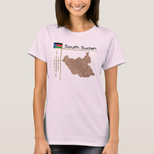 South Sudan Map + Flag + Title T-Shirt