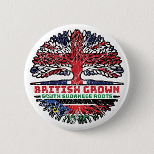 South Sudan South Sudanese British UK Tree Roots 6 Cm Round Badge