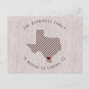 South Texas Rose Linen and Heart Texas Moving Announcement Postcard