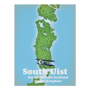 South Uist Outer Hebrides Scotland map Canvas Prin Poster