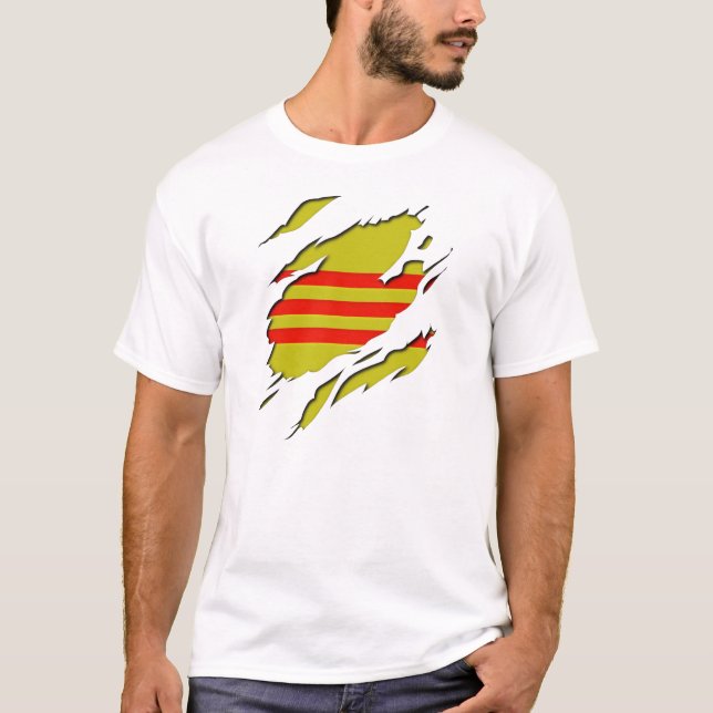 South Vietnam Flag Torn Shirt Effect (Front)