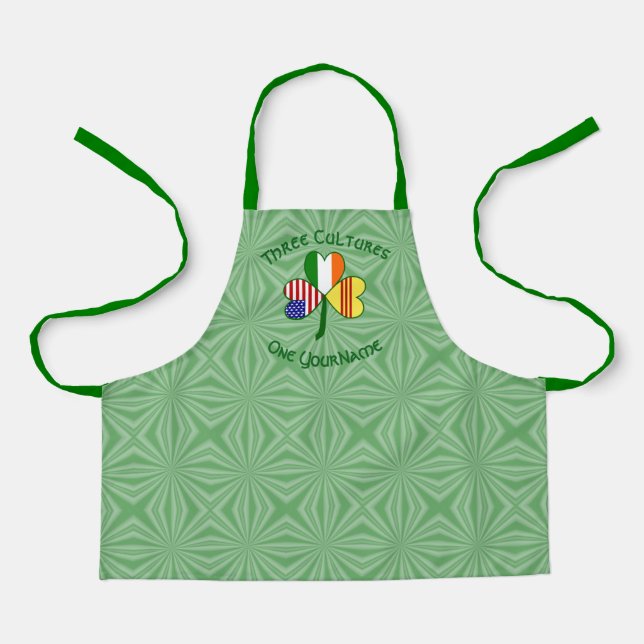 South Vietnam Irish USA Flags Shamrock Personalise Apron (Front)