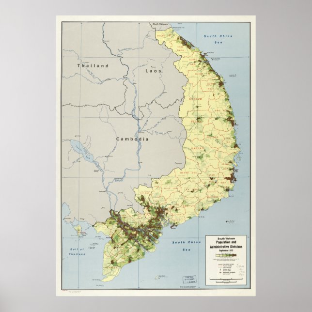 South Vietnam Map September 1972 Poster (Front)