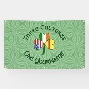 South Vietnamese Irish USA Flags Shamrock Personal Banner