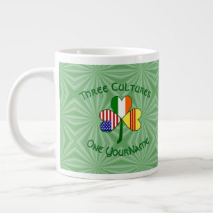South Vietnamese Irish USA Flags Shamrock Personal Large Coffee Mug