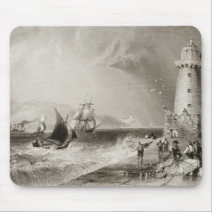 South Wall Lighthouse with Howth Hill Mouse Pad