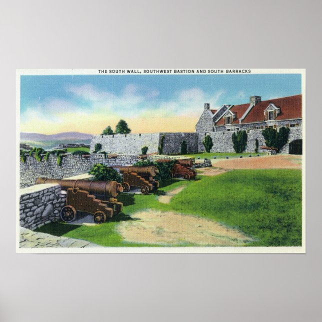 South Wall, Southwest Bastion, South Barracks Poster (Front)