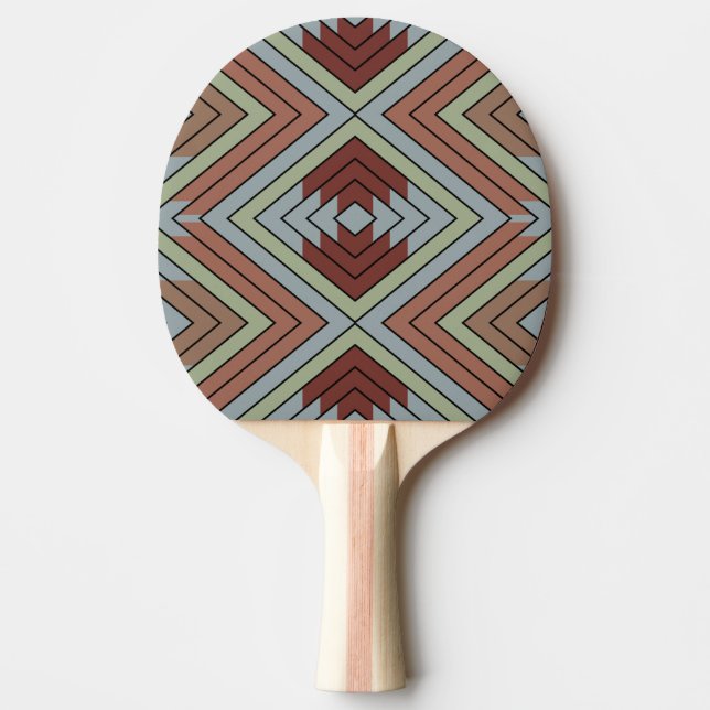 South West American Indian Style Patterned Art Ping Pong Paddle (Front)