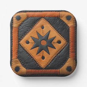 South West Beautiful Country Style Leather Paper Plate