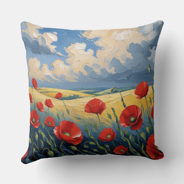 South wind in poppies cushion (Back)