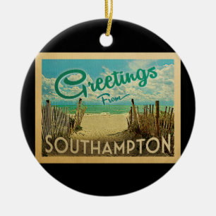 Southampton Beach Vintage Travel Ceramic Ornament