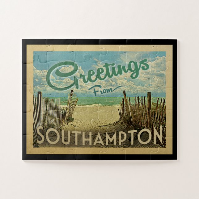 Southampton Beach Vintage Travel Jigsaw Puzzle (Horizontal)