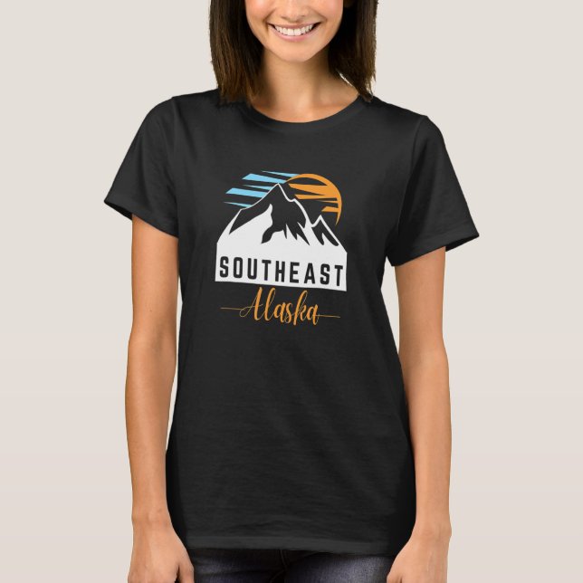 Southeast AK Sunrise Sunset & Mountains Outdoor Ad T-Shirt (Front)