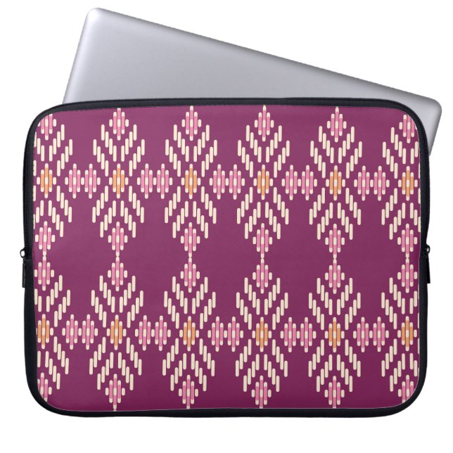 Southeast Asian: Retro Aboriginal Pattern Laptop Sleeve (Front)