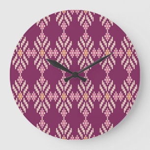 Southeast Asian: Retro Aboriginal Pattern Large Clock