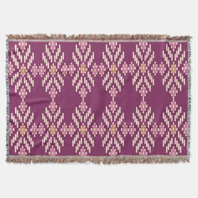 Southeast Asian: Retro Aboriginal Pattern Throw Blanket (Front)