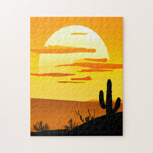 Southeastern Desert Sunset with Cactus Jigsaw Puzzle