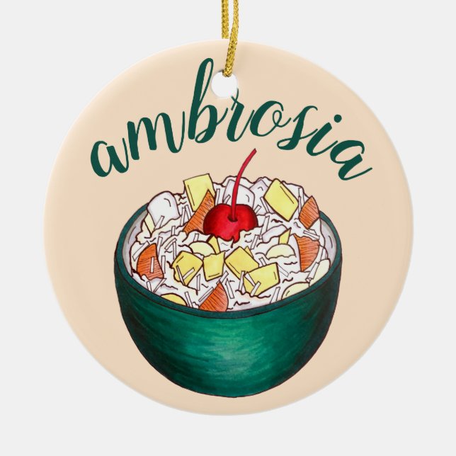 Southern Ambrosia Coconut Marshmallow Fruit Salad Ceramic Ornament (Front)