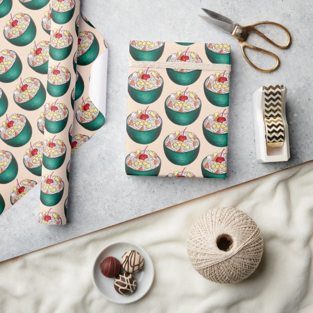 Southern Ambrosia Coconut Marshmallow Fruit Salad Wrapping Paper (Crafts)