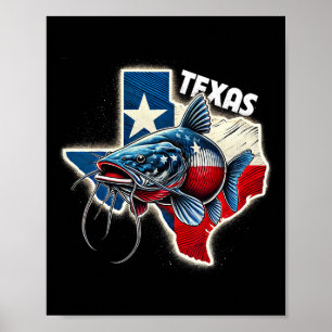 Southern Angler Texas Catfish Fishermen Texan Prid Poster
