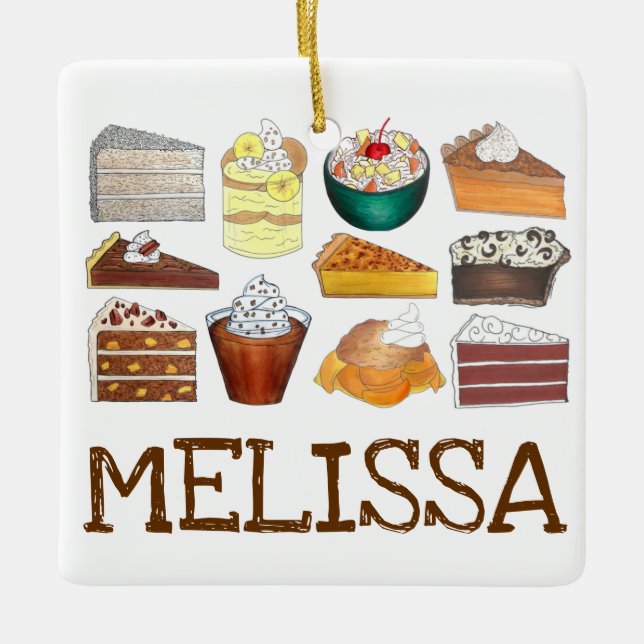 Southern Bakery Food Desserts USA American South Ceramic Ornament (Front)