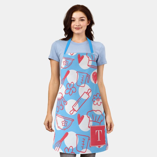 Southern Baking Polka Dot Pattern Recipe Apron (Worn)