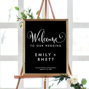 Southern Belle Calligraphy   Black Welcome Wedding Poster
