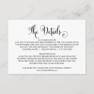 Southern Belle Calligraphy Wedding Details Card