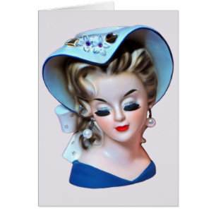 Southern Belle Head Vase Bonnet Lady Greeting Card