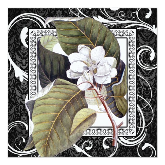 Southern Belle Magnolia Save the Date Damask Card