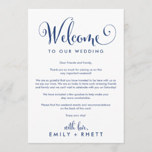 Southern Belle Navy Welcome Letter & Wedding Party Program