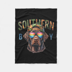 Southern Boy Hunting Dog Labrador Western Hunting Fleece Blanket
