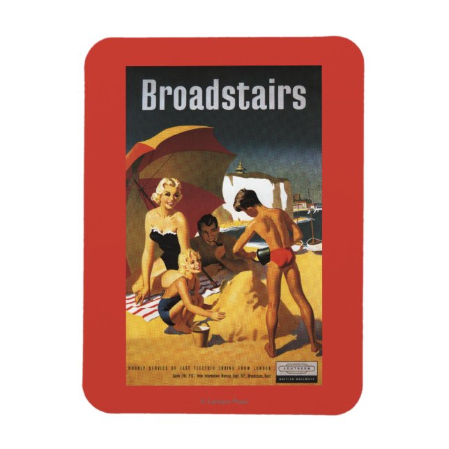Southern British Railways Family on Beach Magnet (Vertical)
