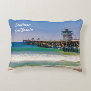 Southern California beach and pier in San Clemente Decorative Cushion