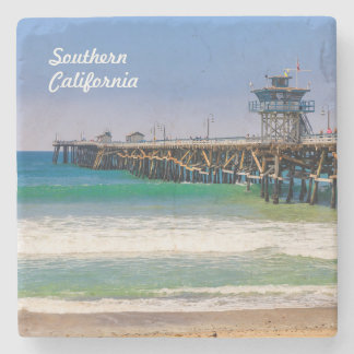 Southern California beach and pier in San Clemente Stone Coaster