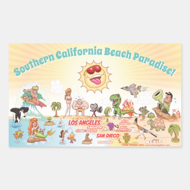 Southern California Beach Paradise Rectangular Sticker (Front)