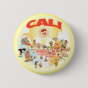 Southern California Cali Cartoon 6 Cm Round Badge