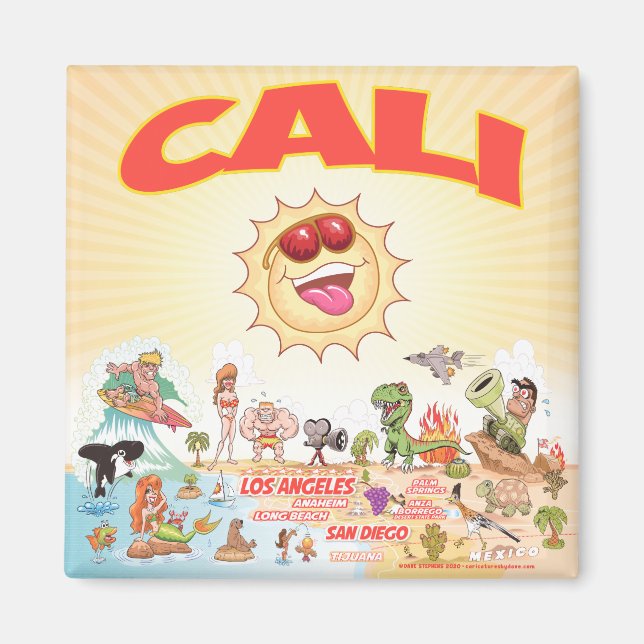Southern California Cali Cartoon Magnet (Front)