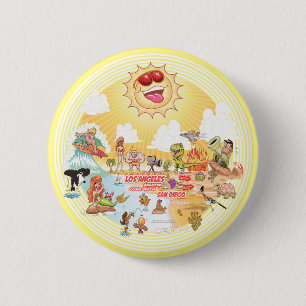 Southern California Cartoon 6 Cm Round Badge