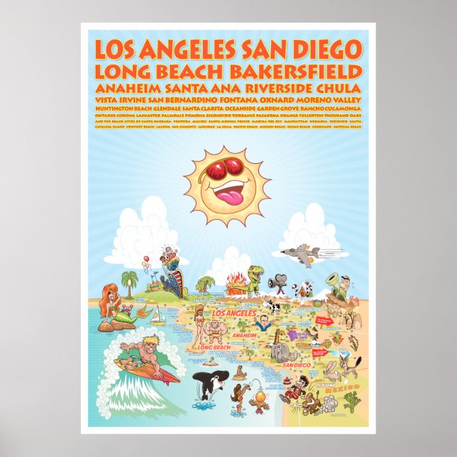 Southern California Cities Poster (Front)