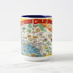 Southern California Map Mug<br><div class="desc">A fun vintage postcard map of  Southern California repurposed on a mug.</div>