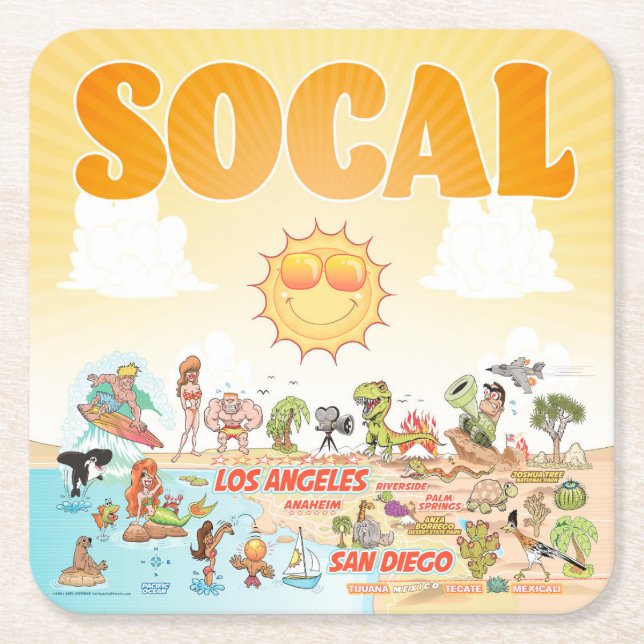 Southern California Square Paper Coaster (Front)